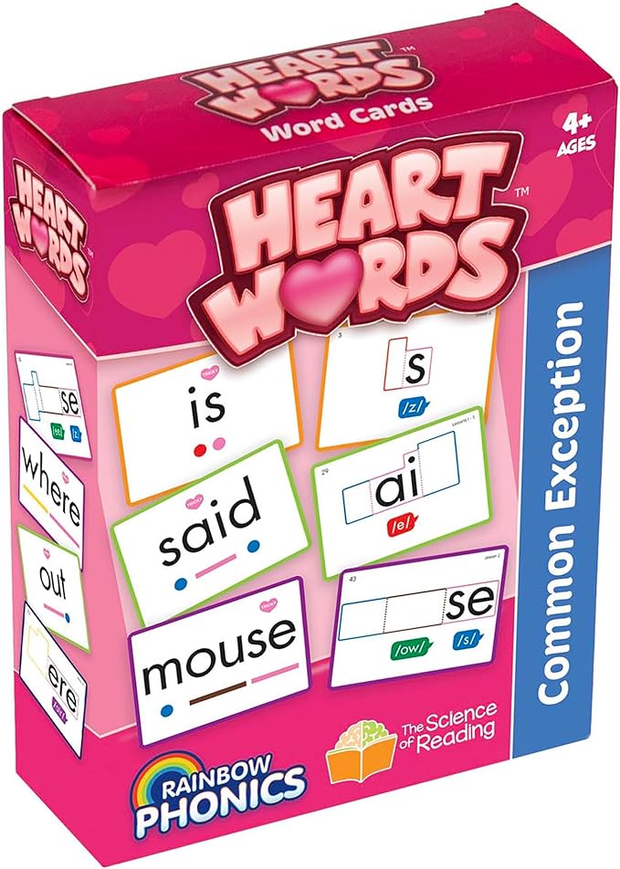 Junior Learning: Rainbow Phonics - Heart Words - 93 Word Cards, Flash Cards Use Visual Clues to Learn Core Words, Level Based Cards, Kids Ages 4+