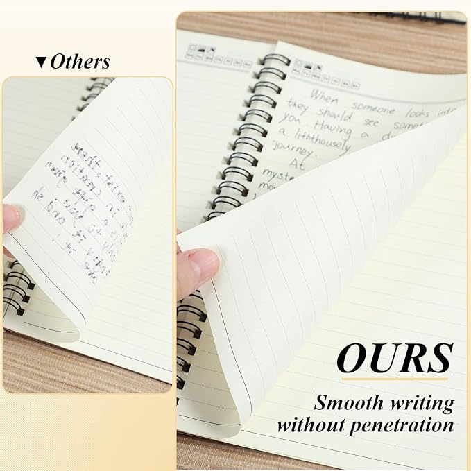 Leelosp 12 Pcs Small Spiral Notebook Lined Spiral Journal College Ruled Notebook Wire Bound Kraft Cover, 120 Pages for Work (Brown,Black,5.5 x 8.3 Inch)