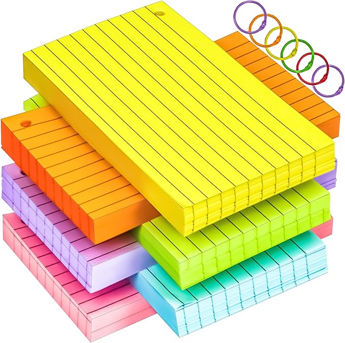 280Pcs Colored Index Cards 3x5 Inch Flash Cards with Rings Lined Note Card Flashcards, Colorful Ruled Card Pad Index Note Books 3 x 5 Notecards for Studying School Supply College Office