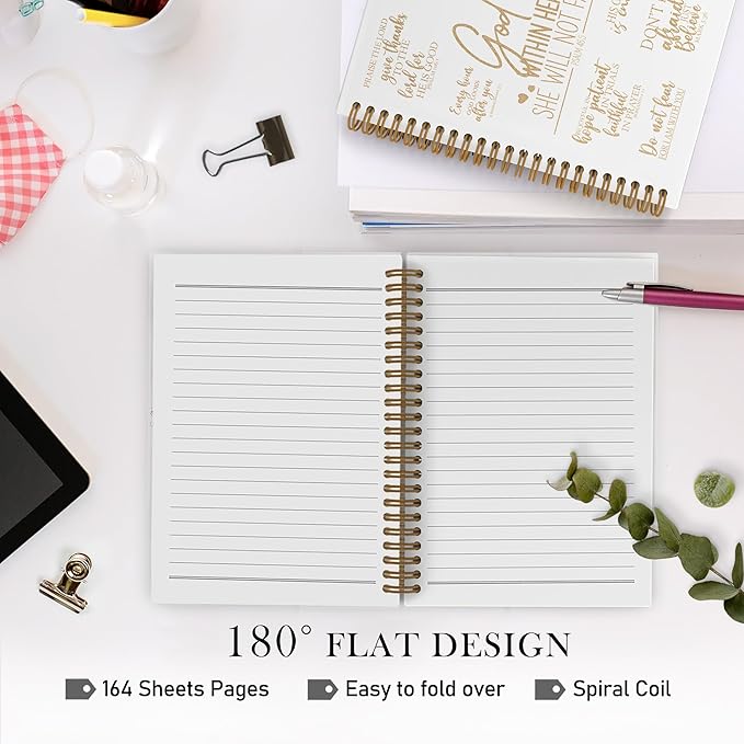 QLMX Gold Christian Gifts for Women Spiral Notebook, God Is Within Her She Will Not Fall Journal Notebook, Inspirational Religious Notebooks for School Work, Bible Verse Office Supplies Gifts, 5.5x8.3