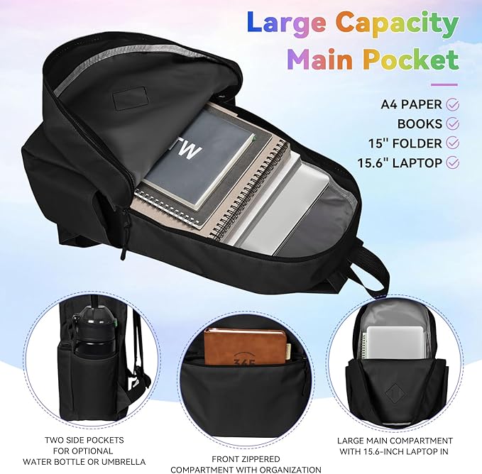12 Pack Backpacks in Bulk,17-inch Lightweight Bookbags for Elementary,Middle,and High School Students,Bulk Backpacks for Kids,Boys,Girls,Classroom,Travel,Gym Supplies (Black)
