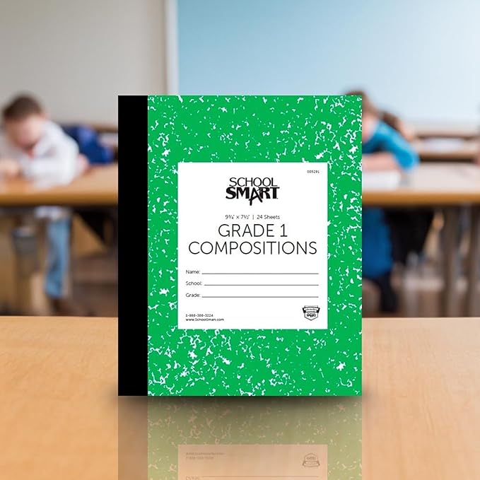 School Smart Skip-A-Line Ruled Composition Book, Grade 1, Green, 48 Pages