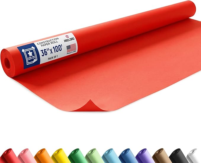 Red Construction Paper Roll 36" x 100 ft – Made in USA – 36" Bulletin Board Paper for Classroom & School, Teachers & Kids