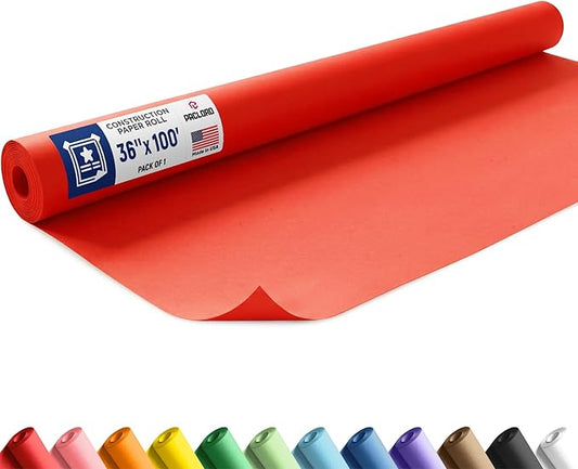 Red Construction Paper Roll 36" x 100 ft – Made in USA – 36" Bulletin Board Paper for Classroom & School, Teachers & Kids