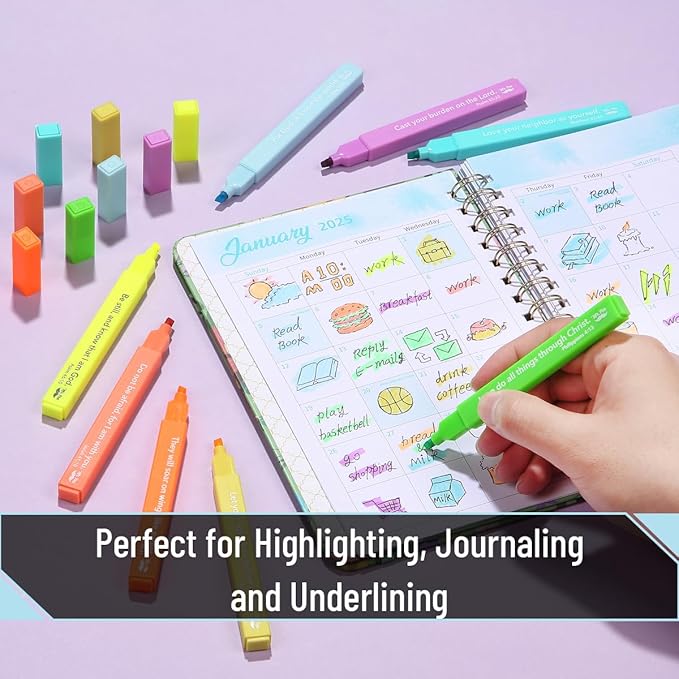 Mr. Pen- Bible Highlighters with Color-Coding System, 8 Pack, Soft Chisel Tip, Aesthetic Highlighters Assorted Colors, Fast Drying Bible Markers No Bleed Through for Journaling and Underlining