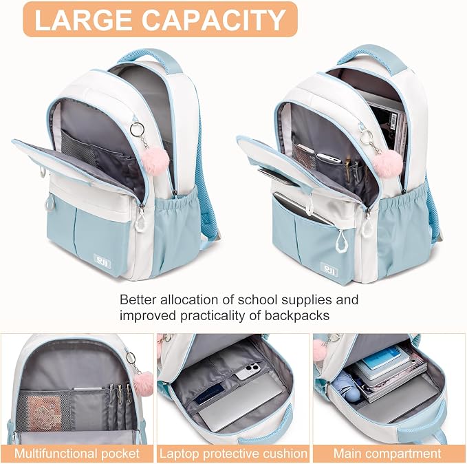 School Backpack for Teen Girls Women Students - 15.6 Inch Laptop Backpacks with Large Capacity Ergonomic Support, College Travel Daypack, Casual Bookbags