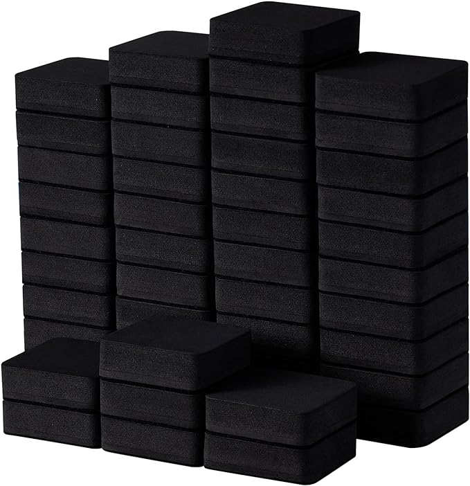 Favourde 48 Pack Magnetic Whiteboard Dry Erase Erasers Chalkboard Cleansers for Classroom, Home and Office (Black)