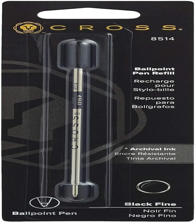 Cross Universal Ballpoint Pen Refill, Fine Point, Black, 1-Pack (8514)