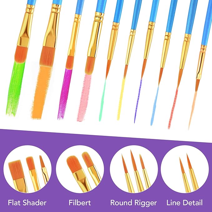 AROIC Acrylic Paint Brush Set, 36pack/360pcs Nylon Hair Paint Brushes, for Oil Painting Rock Body Painting, Artist Amateur Craft Paint Brushes Supplies, Children Adult Painting Small Paint Brush Set.