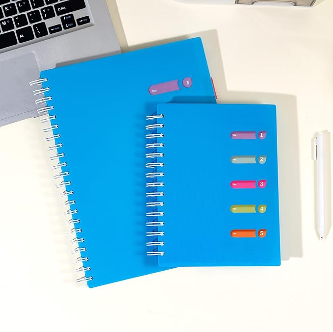 5 Subject Notebook 8.5 x 11 Large Spiral Notebook with Dividers 240 Pages Office Notebooks for Work Multi Subject Notebook with 5 Tabs Professional Organizer Notebooks for Note Taking School, Blue