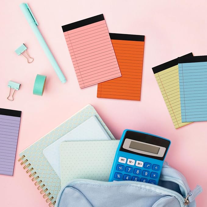 12 Pack Small Legal Pads 4x6, 12 Colors College Ruled 30 Sheets Each 80 Gsm