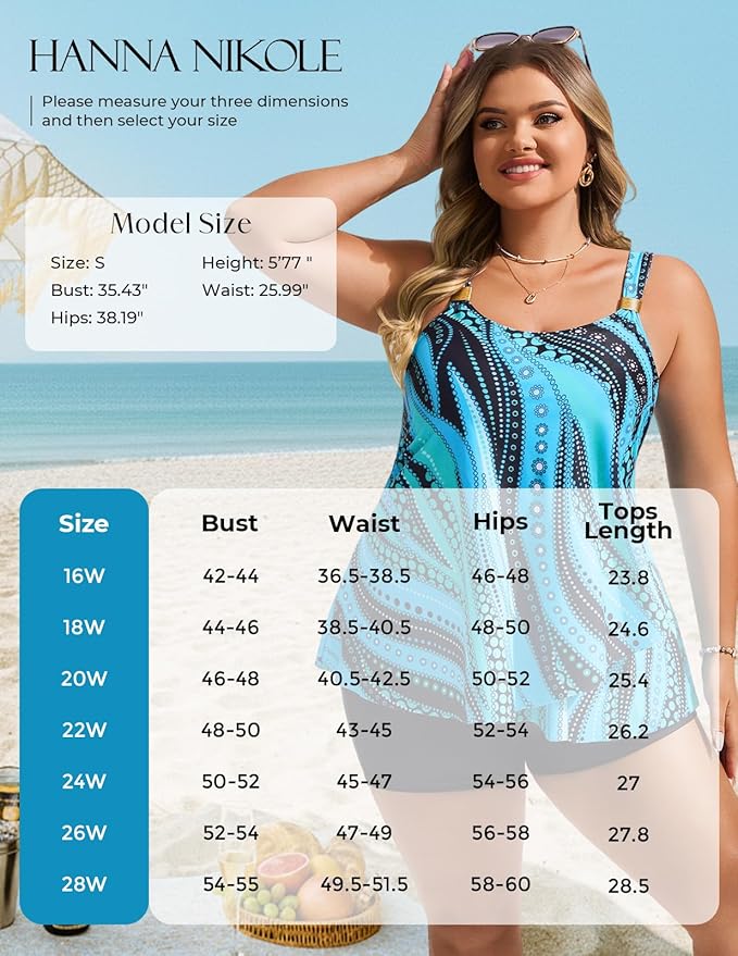 Hanna Nikole Womens Tankini Swimsuits 2 Piece Bathing Suit Flowy Ruffle Tankini Tops with Swim Shorts