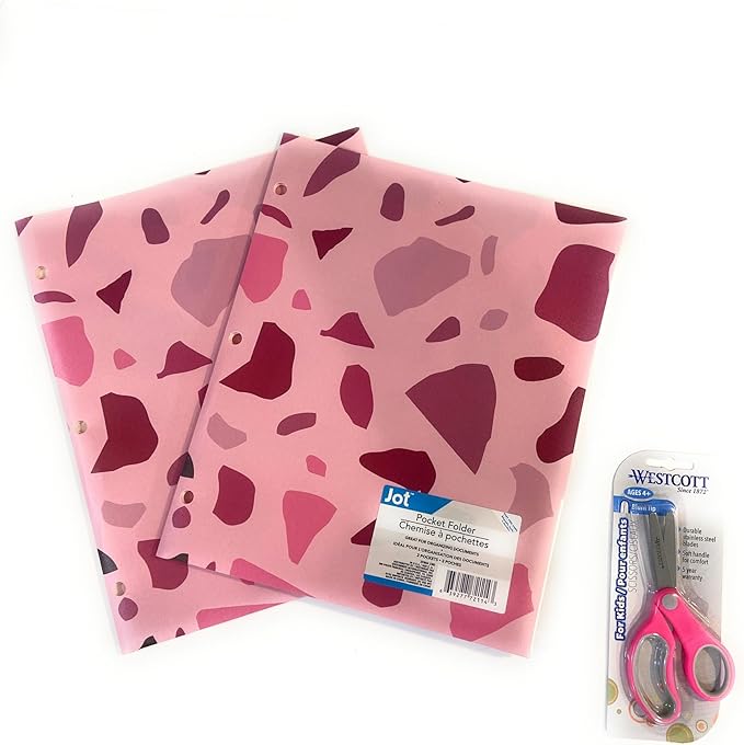 BLJ School Supplies for Kids, Back to School Supply Box, Supplies for Girls or Boys, Essentials Supplies for K-8 Kindergarten Elementary-School Supply Kit 39PCS (Pink)