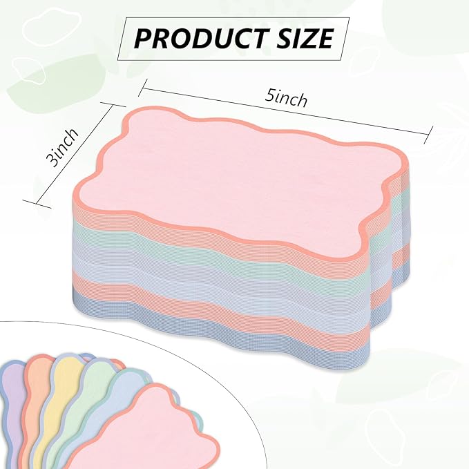 Whaline 120 Pack Pastel Index Cards 3 x 5 Inch Cardstock Flashcard Colorful Scalloped Blank Index Cards for Note-taking Studying Organizing School Office Supplies