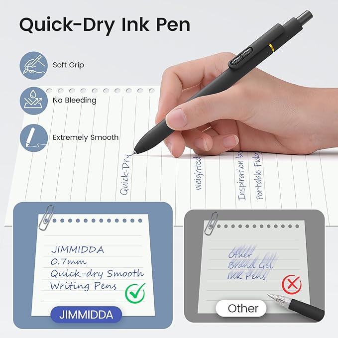 8Pcs Blue Gel Pens - 0.7mm Medium Point Blue Ink Pens | Smooth Writing - Quick Drying Retractable Pen for Men Women (Vintage - 8Pcs)