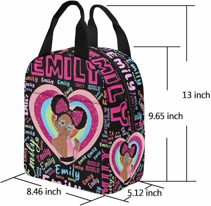 M YESCUSTOM Personalized School Backpack for Girls Kids Heart Rainbow Backpack with Lunch Box Lightweight Preschool Elementary Girls BookBags Set, Travel Daypack Shoulder Bag for Teenager
