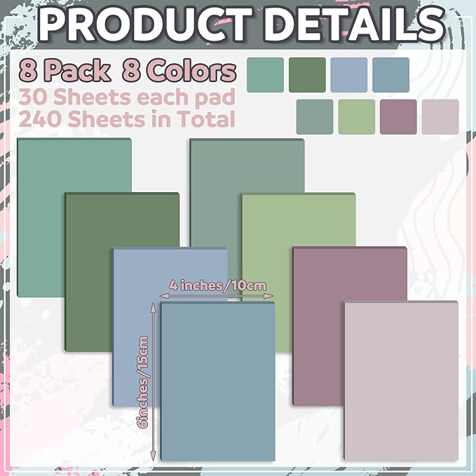 Yinder 4 x 6 Inch Transparent Sticky Notes Translucent Sticky Notes Waterproof Clear Self Memo Pad See Through Bible Journaling Accessories Office School Supplies(8 Pcs,Pastel)