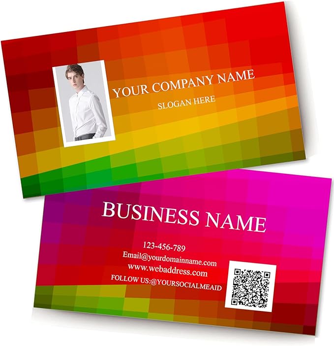 Simple Design Business Card 3.5" x 2" 200 pcs - Add Picture or Logo,Custom Premium Name Cards with Logo Two-Sided, High-end 500 pcs