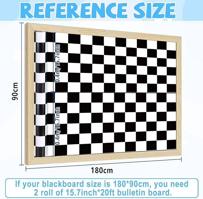 Black Checkered Bulletin Board Roll Reusable Waterproof Erasable Black White Retro Non-Woven Fabric Bulletin Board Roll Checkered Flag Poster for Teacher Classroom Decors Wrap Crafts 15.75" x 20ft