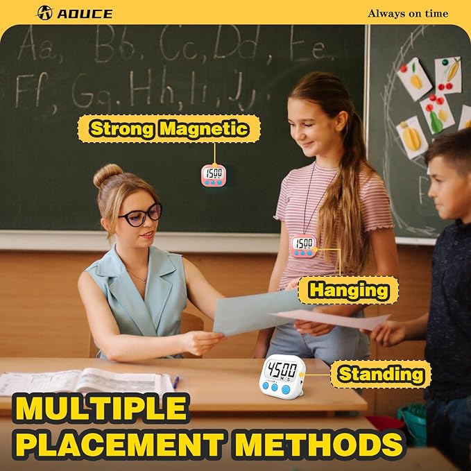 Classroom Timers for Teachers Kids Large Magnetic Digital Timer Teacher Supplies 4 Pack-Pink White