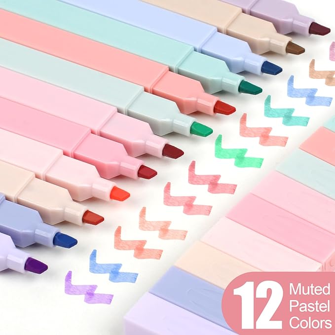 Utron 12pcs Bible Highlighters, Pastel Highlighter Set, No Bleed Bible Highlighters (12 Color)