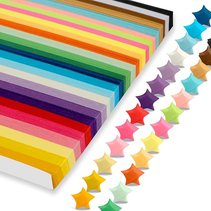 1350 Sheets Star Origami Paper - 27 Assorted Colors, Double Sided for Wish Paper, Lucky Stars, DIY Handmade Projects