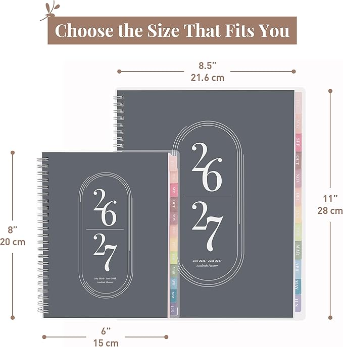 Rileys Academic Planner 2026-2027, Daily, Weekly & Monthly Planner, July 2026 - June 2027, Student Notes Pages, Twin-Wire Binding, Weekly Agenda for School & Work (8.5 x 11-Inches, Black)