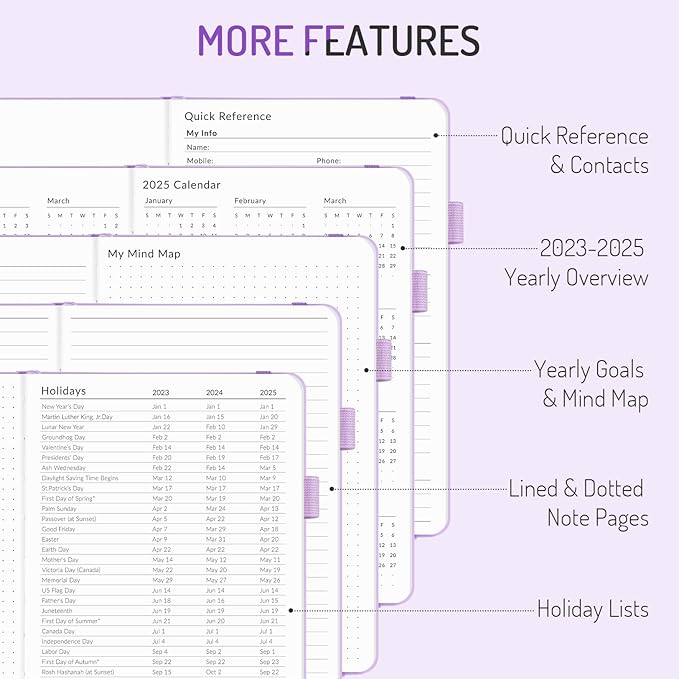 Undated Weekly Planner for 2026, Forvencer Simplified Weekly & Monthly Calendar Planner, Cute Daily Organizer Notebook, Agenda Journal to Track Goals & Tasks, Start Anytime, A5 Size, Lilac