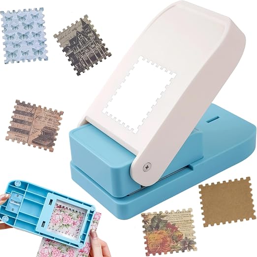 Large Stamp Punch, 2.5x2.1inch Extra Large Postage Stamps Punch, Stamps Maker, Stamp Cutter Hole Punch, Rectangle Stamp-Shaped Paper Punch for Crafting DIY Scrapbooking Journaling Paper Crafts