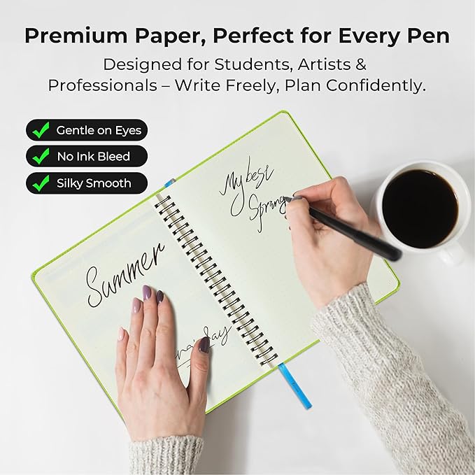 Planner 2026-2027 Daily Weekly and Monthly,11.5"x8.5",18 Months Spiral Bound Calendar Agenda with Self-adhesive Pen Holder,2026 Academic Plan with Vegan Leather Soft Cover,Wasabi Green