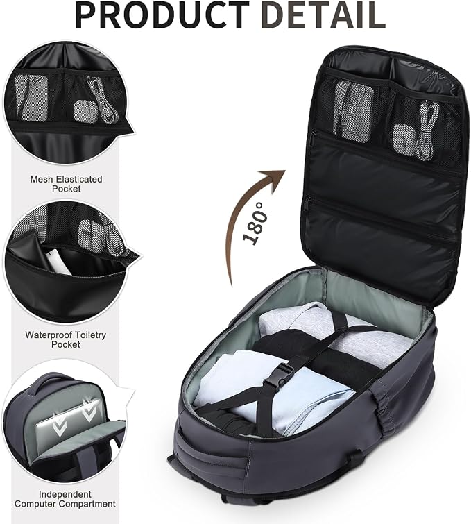 Travel Backpack Women Men Lightweight Laptop Daypack Grey Blue | fit 5.6" Laptop,TSA Approved Carry on Bag, Personal Item Travel Backpack