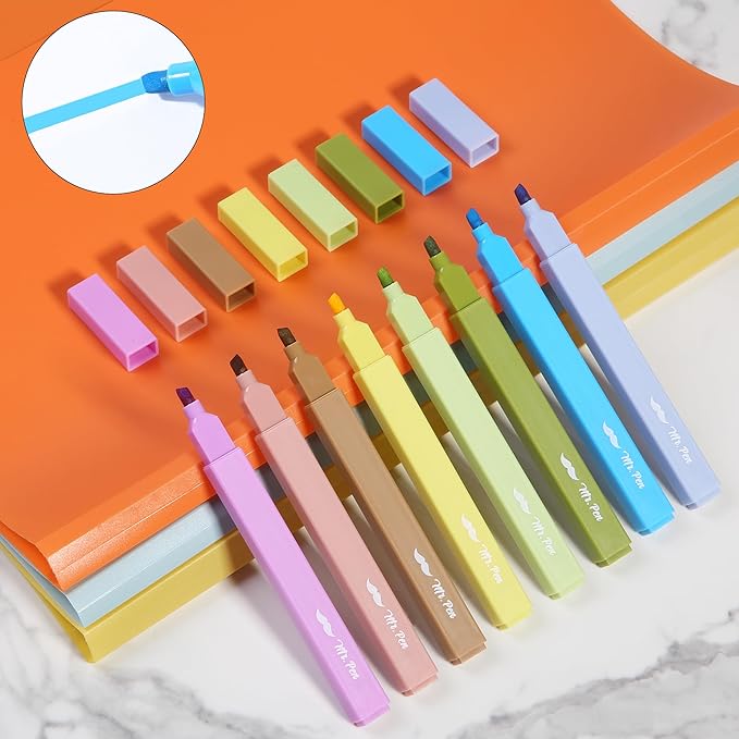 Mr. Pen- Aesthetic Highlighters No Bleed, 8 Pack, Autumn Colors, Chisel Tip, Cute Highlighters Assorted Colors for Journaling, Highlighting, Underlining, Fast Dry, Back to School Supplies