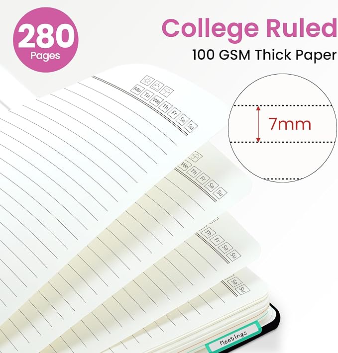 ZOTIA Large Spiral Notebooks for Work 5 Subject with Removable Dividers