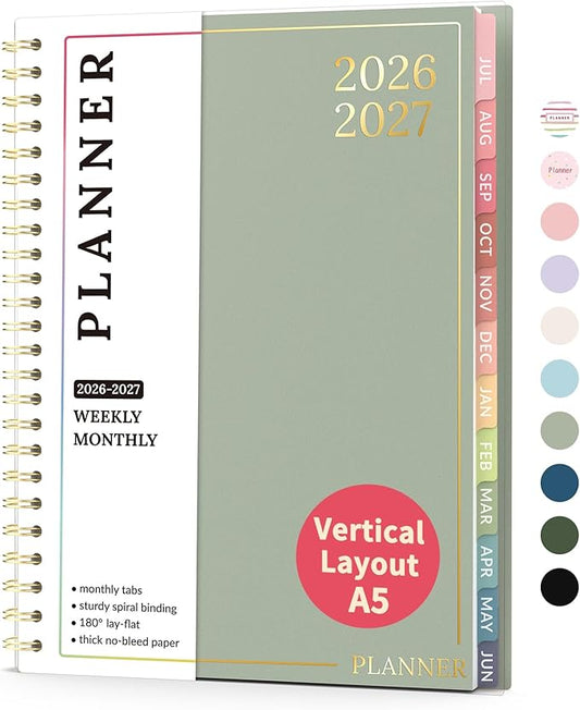 Teacher Planner 2026-2027, Forvencer Academic Planner 2026-2027, Jul 2026 - Jun 2027, 6.3" x 8.5", Weekly & Monthly Planning Book with 7 Periods, School Agenda for Teacher Student, A5,Green