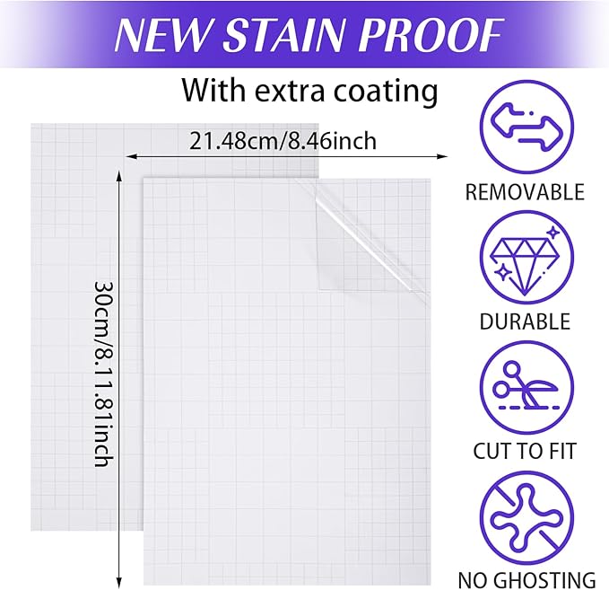 Qianyu 2 Pcs Dry Erase Board Sticker 8.3'' x 11.7'' Whiteboard Sticker Self-Stick Dry Erase Sheets Wallpaper Peel Stick New Stain Proof Dry Erase Stickers for Wall Desk Refrigerator Door Locker