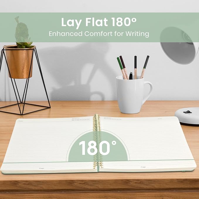 Taja Large Spiral Lined Notebook for Work, Journal for Women & Men
