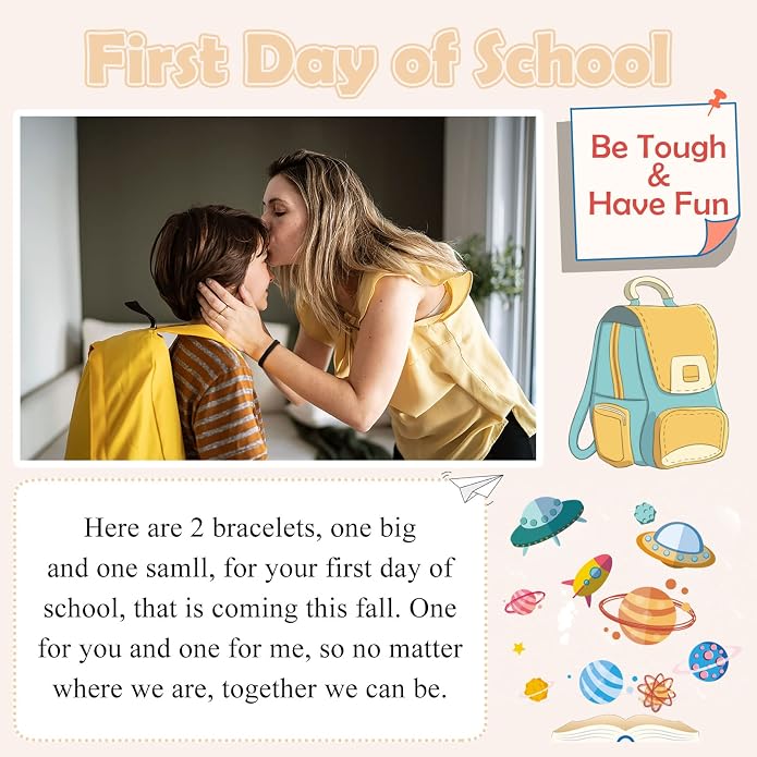 PINKDODO First Day of School Bracelet Back to School Gifts Mommy and Me Bracelets Mother Son Bracelet