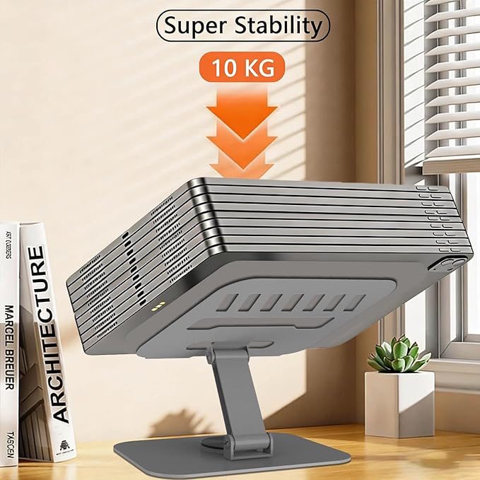 360° Rotation Tablet Stand, Ultra Stability Base Fully Folded Easy to Store and Carry Adjustable iPad Stand Compatible with 4-13" Tablet E-Reader iPad Pro/Air/Mini and More (Grey)