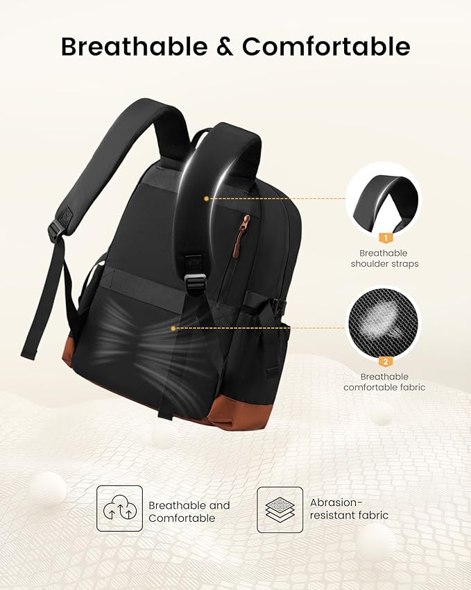 LOVEVOOK Laptop Backpack for Women with Large Cup Holder,15.6 Inch DIY Design Travel Work Backpack Computer Laptop Bag,Waterproof Nurse Teacher College Backpack Purse,Gifts for Women Men,Brown-Black