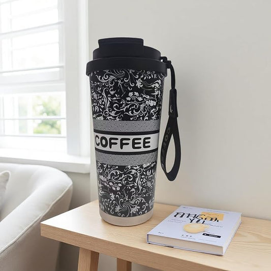 Stainless steel insulated Tumbler Portable leak-proof coffee mug 18oz sports water Bottle suitable for car cup holder BPA-free insulated water bottle for sports，school，travel，Simple black