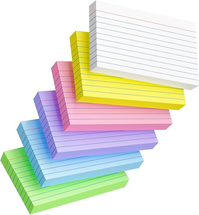 Index Cards 3x5 Inch, 300sheets, Flash Cards, Ruled Lined Colored Note Cards Paper For Studying, Schools Supplies, College, Office And Home Organization, Note Taking Supplies