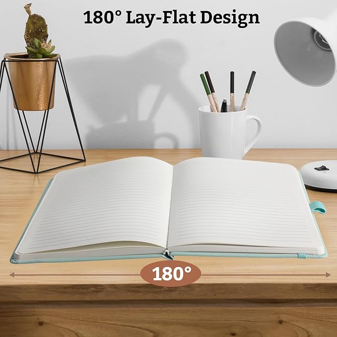 2Pack Lined Hardcover Journal Notebook, A5 192 Pages 100Gsm Thick Paper College Ruled for School,Note Taking,Work,Diary，5.7''*8.3'',Light Green