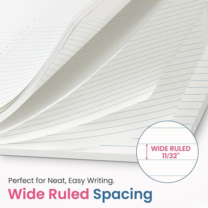 Taja Wide Ruled Composition Notebook 12 Pack School Supplies, 160 Pages