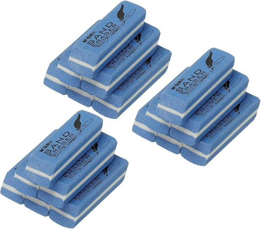 PATIKIL 18 Pcs Sand Erasers, Frosted Eraser Block Easy to Clean Durable Bulk for Gel Ink Ballpoint Fountain Pen Office, AXP96671, Blue
