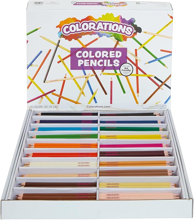 Colorations Classroom Pack Colored Pencils - Set of 240 - Bulk Arts and Crafts Supplies, Ages 3+, Classroom Essentials