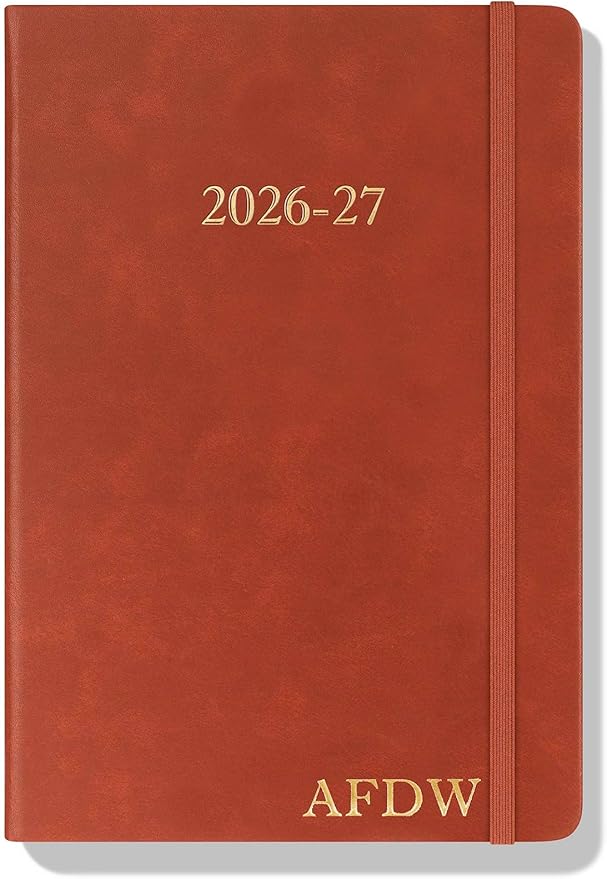 Wykeham's Executive 2026-27 Daily Journal Planner – Customization Available – Mid-Year Academic Diary – July 2026 to June 2027 (Personalized Brown, 8.5"×5.5")