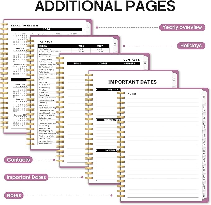 Planner 2026-2027, 8.5" x 11" Weekly and Monthly Academic Year Planner Calendar, July 2026 - June 2027, Hardcover Large School Planning Agenda With Tabs, Perfect for School & Office Supplies, A4, Purple