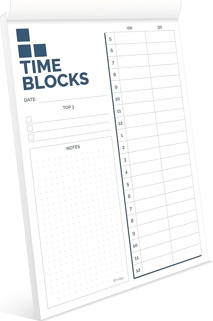 Time Blocking Planner (11.7" x 8.3"), Daily Time Box, Best ADHD Tool, Undated Daily Schedule Organizer, Daily Planner Notepad, Hourly Planner For Office Productivity, To Do List Notepad.