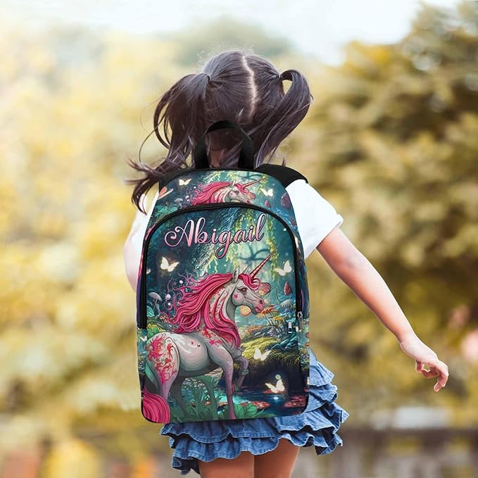 M YESCUSTOM Custom Causal Backpack with Name for Teen Girls Boys Personalized Elementary High School Bookbag Horse Shoulder Bag Children Travel Backpack Red Daypack Bag for School College