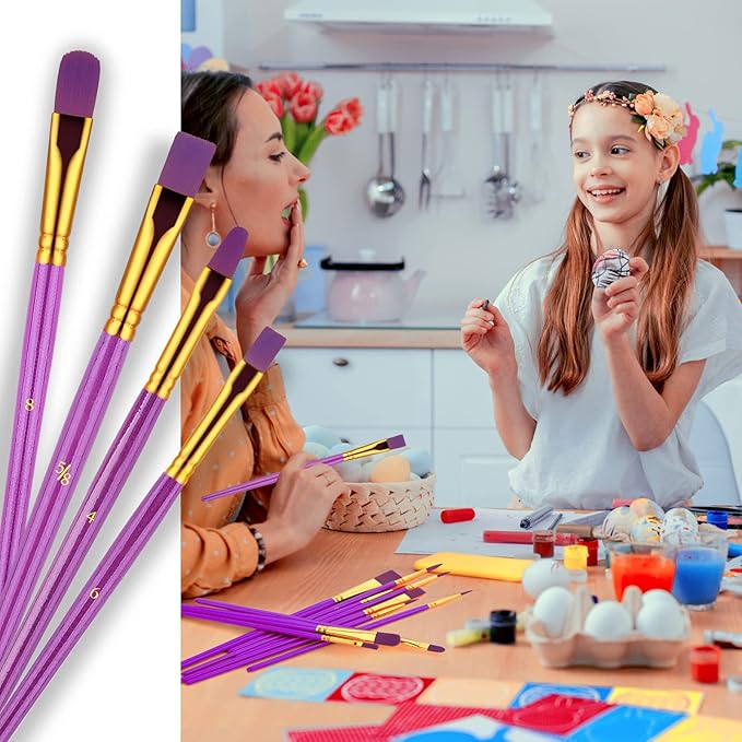 Paint Brushes Set, 20 Pcs Paint Brushes for Acrylic Painting, Oil Watercolor Acrylic Paint Brush, Artist Paintbrushes for Body Face Rock Canvas, Adult Drawing Arts Crafts Supplies, Purple